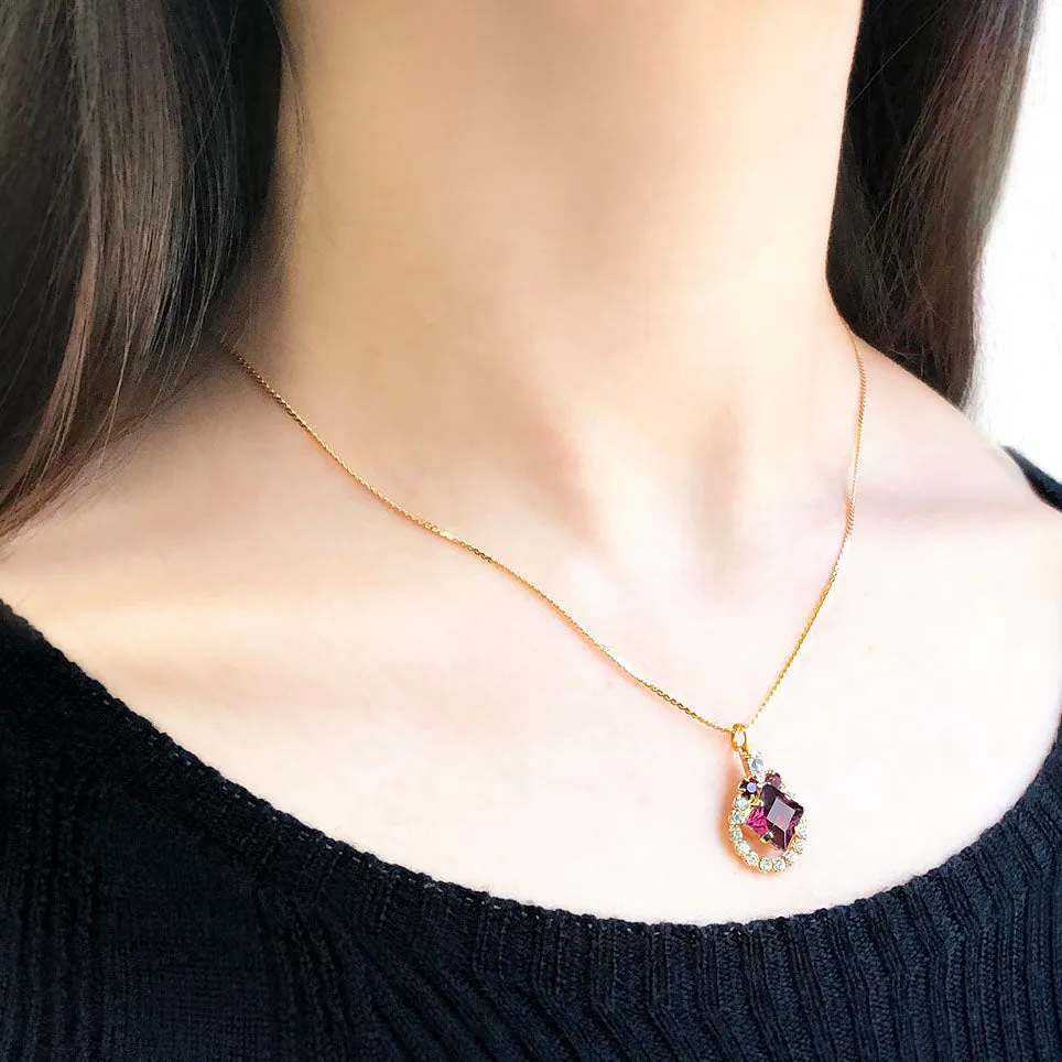 【フランス輸入】ヴィンテージ アメジストパープル ネックレス/Vintage Amethyst Purple Necklace