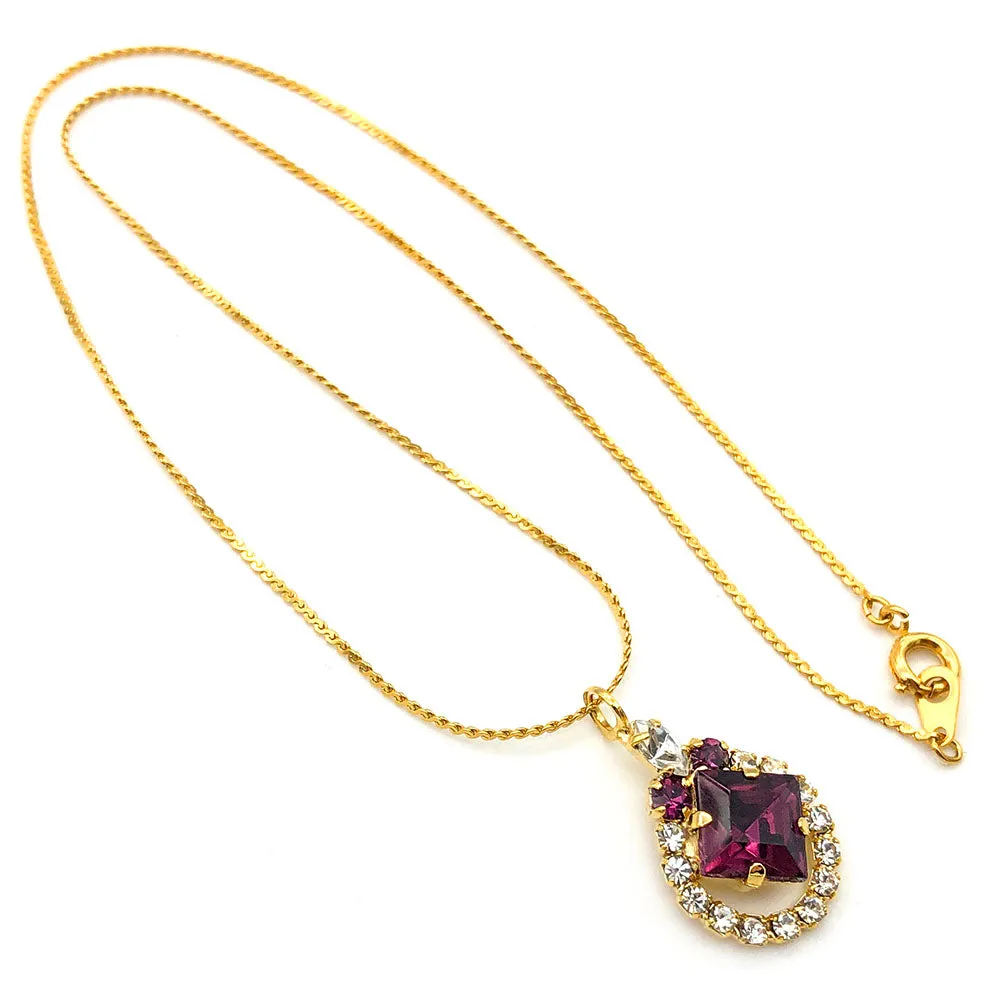 【フランス輸入】ヴィンテージ アメジストパープル ネックレス/Vintage Amethyst Purple Necklace