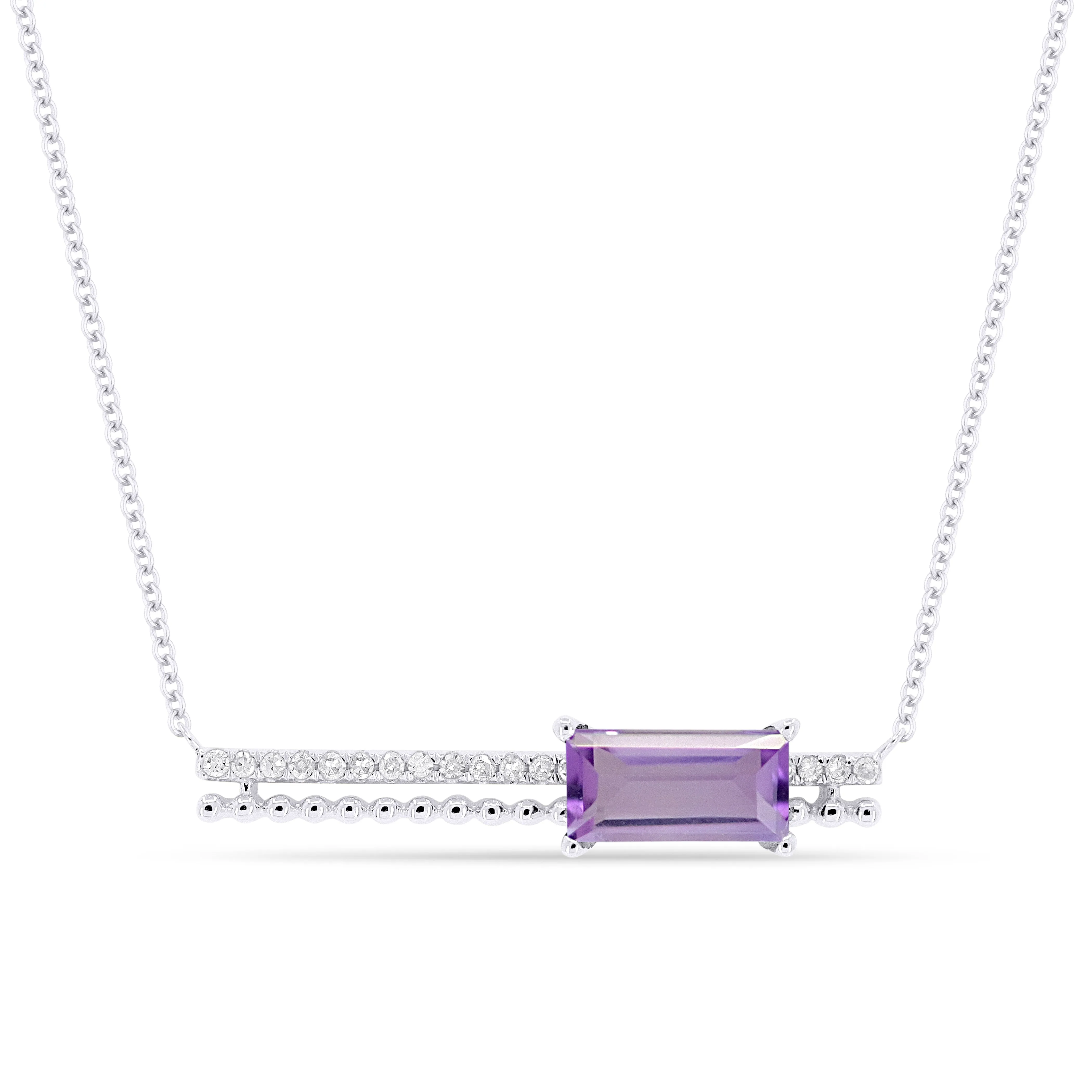 0.68Ct Amethyst 18"necklacein 14K White Gold