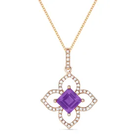 0.70ct Amethyst 16"Pendant Necklace in 14K Rose Gold