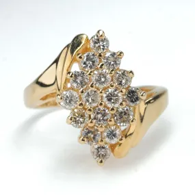 0.96ctw Round Diamond Accented Cluster Cocktail Ring in 14K Yellow Gold