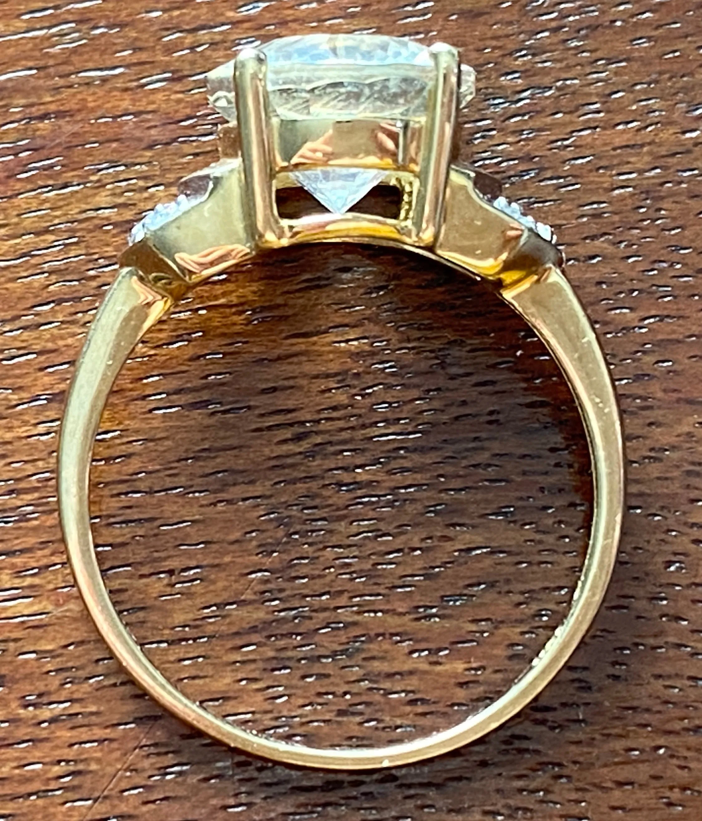 10k Yellow Gold Simulated Tourmaline Diamond Ring Sz 7