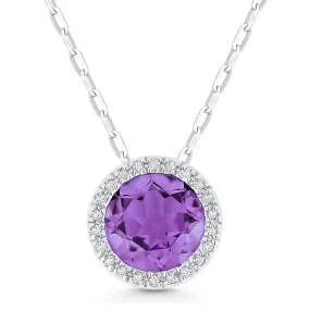 1.17ct Amethyst 16"Pendant Necklace in 14K White Gold