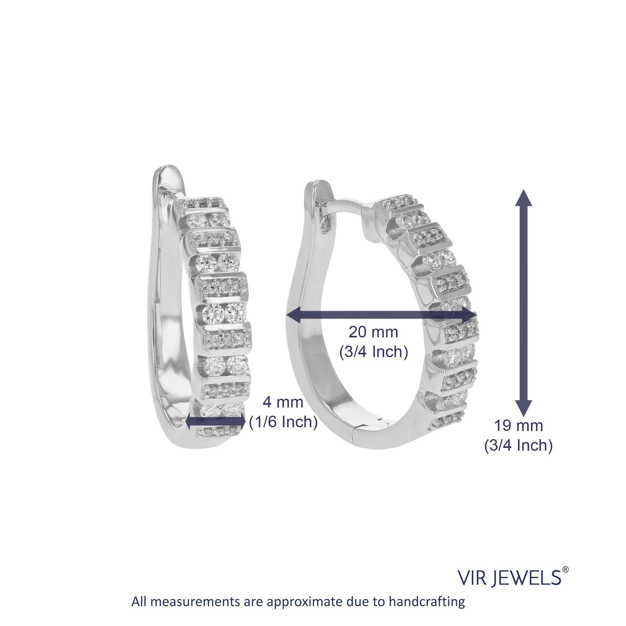 1/2 cttw Round Lab Grown Diamond hoop earrings .925 Sterling Silver Channel/Prong Set