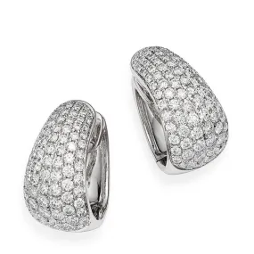 13mm Pave Created Moissanite Huggie Hoop Earrings on 18K White Gold Plate