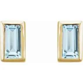 14K Gold 0.28 CTW Sky Blue Topaz Bezel-Set Earrings