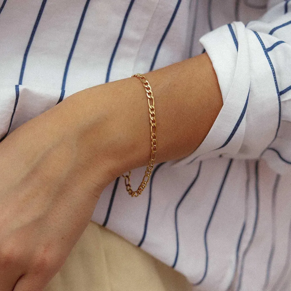 14K Gold-Filled Figaro Chain Bracelet for Women