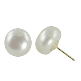 14k Gold Freshwater Pearl Button Earring