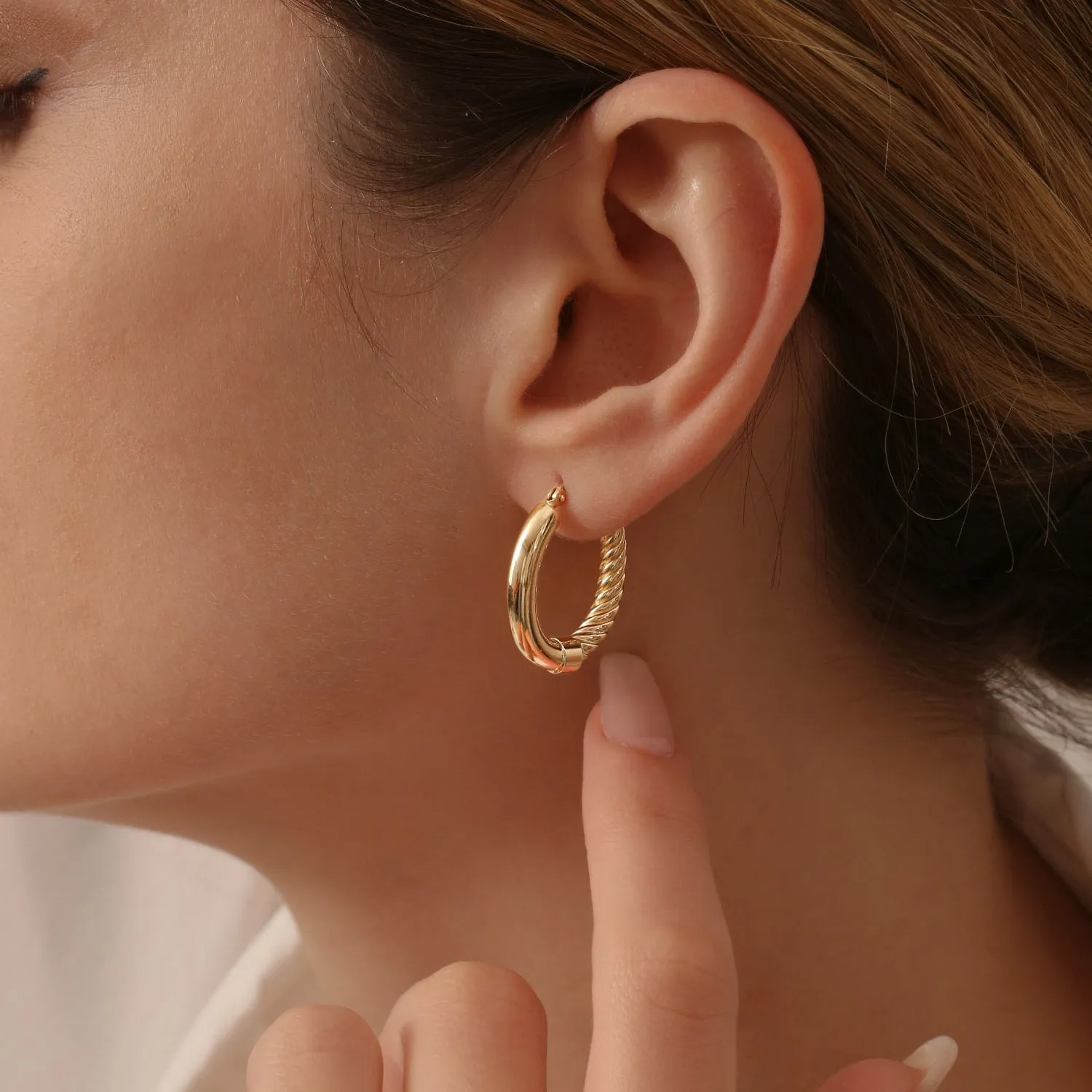 14k Inside-Out Gold Hoop Earrings 20MM