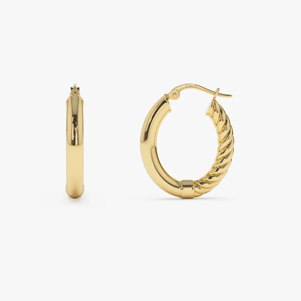 14k Inside-Out Gold Hoop Earrings 20MM