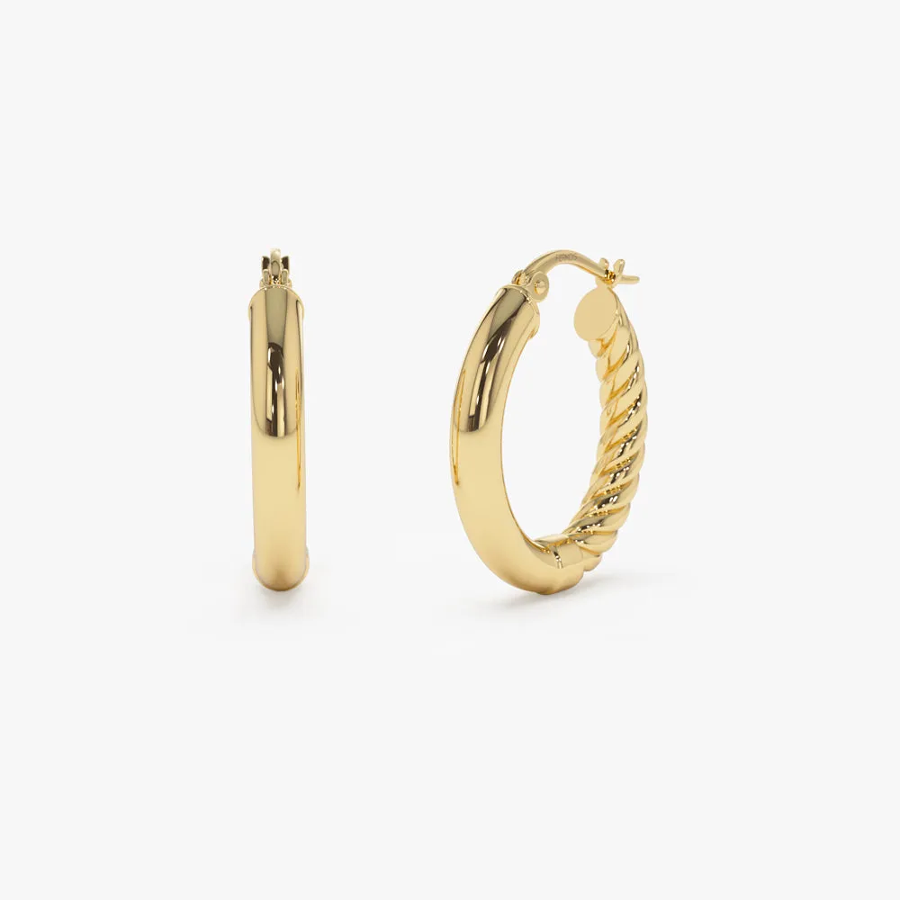 14k Inside-Out Gold Hoop Earrings 20MM