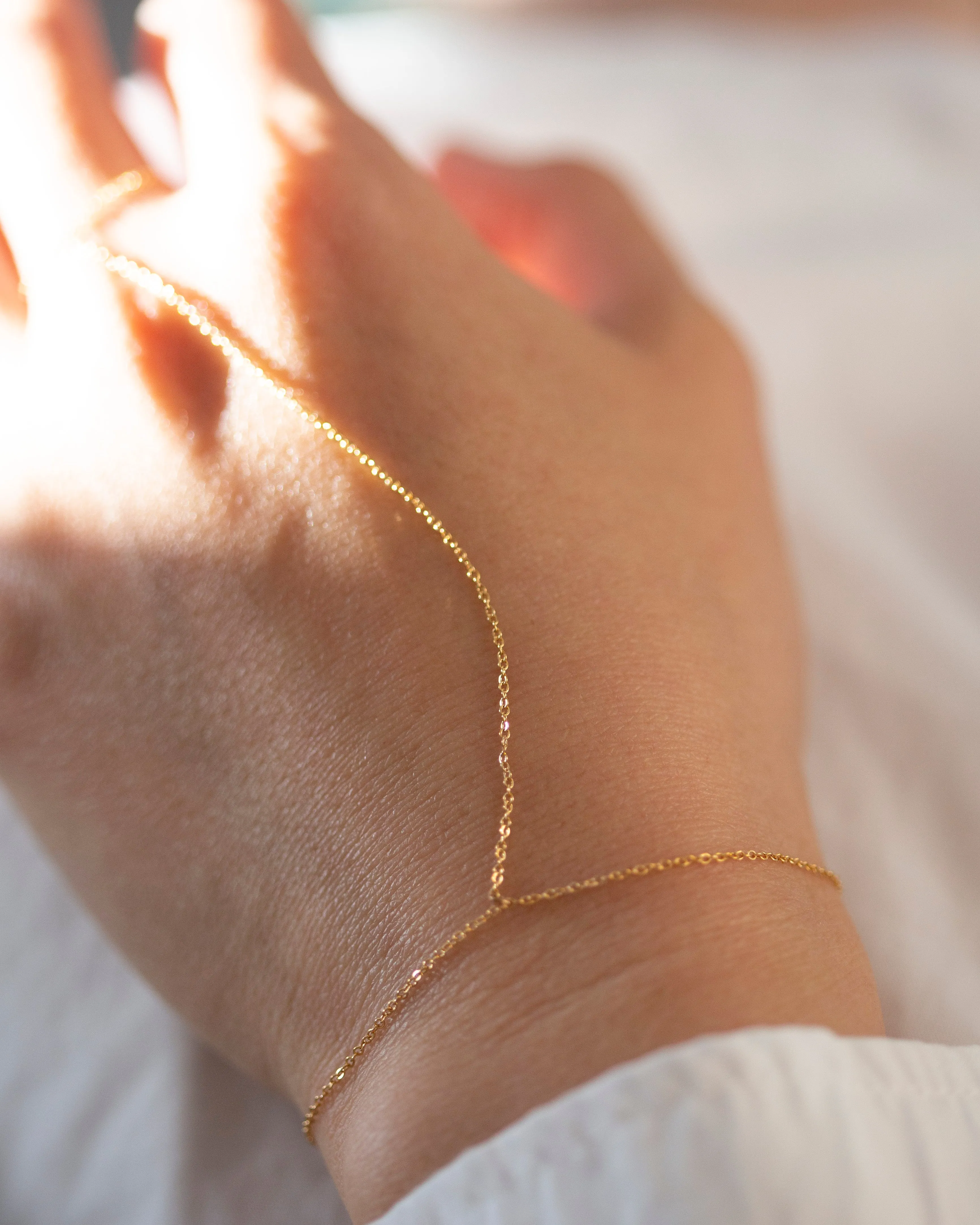 14k Solid Gold Hand Chain Bracelets