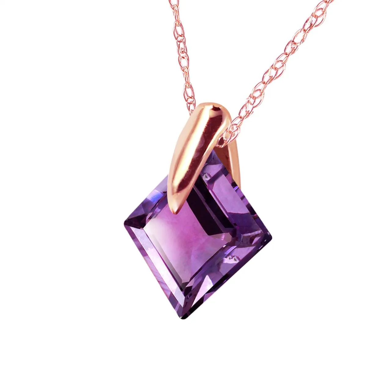 14K Solid Rose Gold Gold Necklace w/ Natural Purple Amethyst