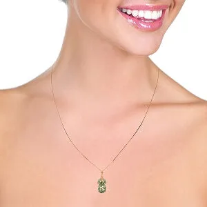 14K Solid Rose Gold Natural Green Amethyst Necklace Jewelry