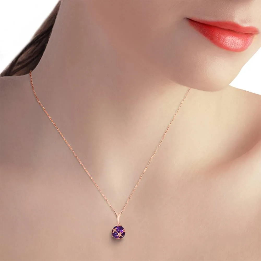 14K Solid Rose Gold Necklace w/ Natural Amethysts