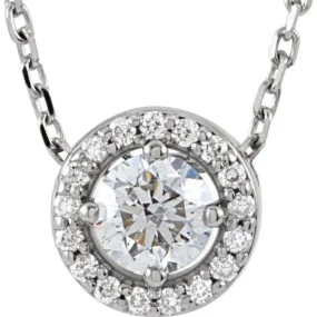 14K White 1/5 CTW Lab-Grown Diamond Halo-Style 16" Necklace