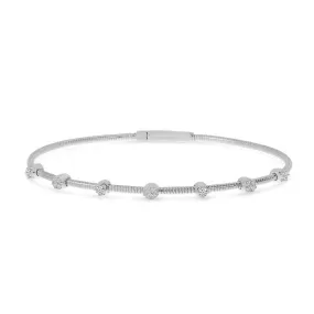 14K White Gold 0.18cttw. Diamond 7 Station Flexible Bracelet