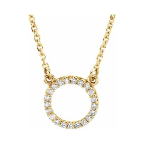 14K Yellow .08 CTW Natural Diamond Circle 16" Necklace