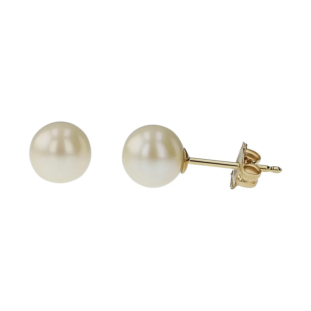 14K Yellow Gold 6.00mm Pearl Stud Earrings