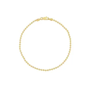 14K Yellow Gold 7.5" Solid Bead Bracelet