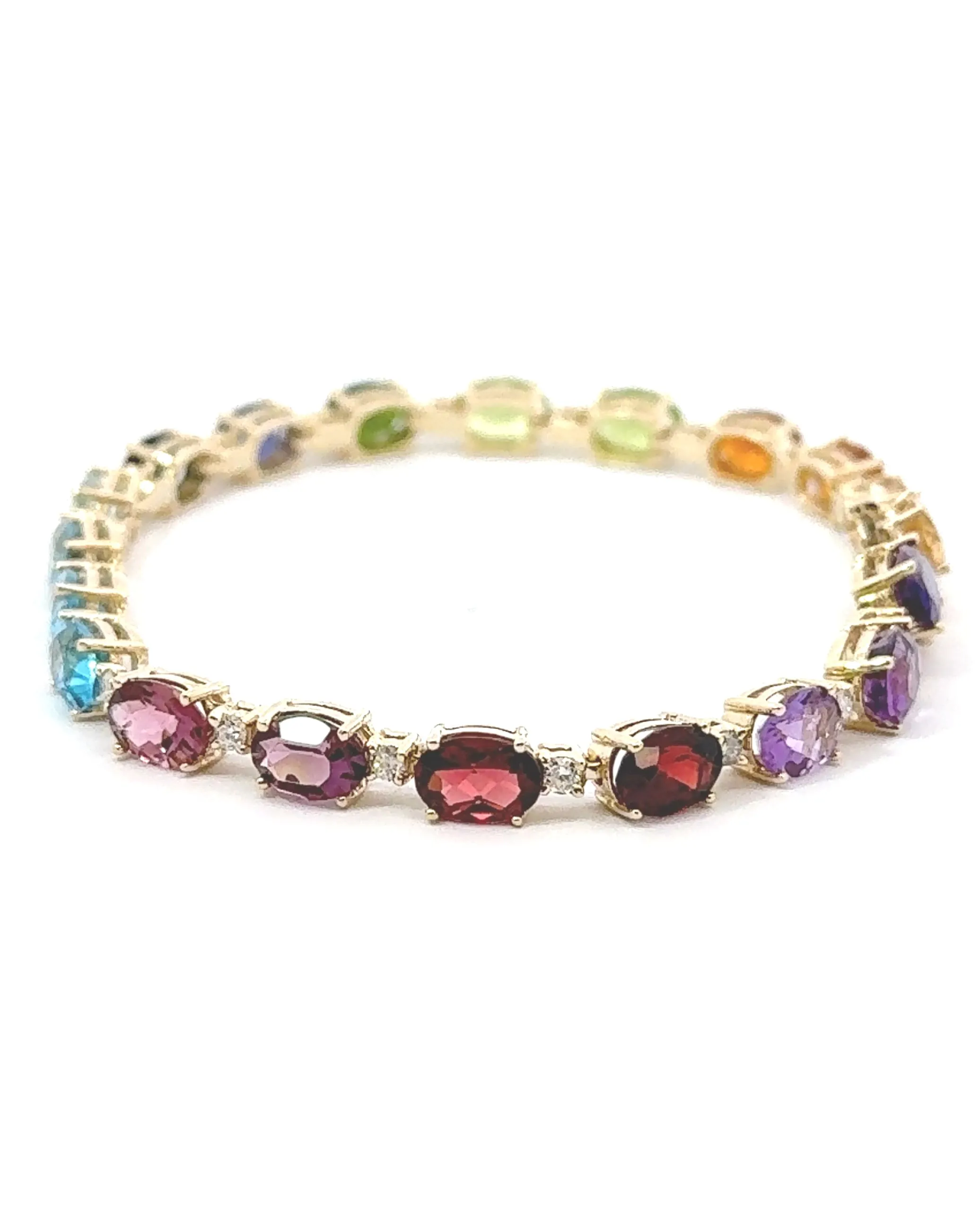 14K Yellow Gold Rainbow Bracelet with Semiprecious Stones