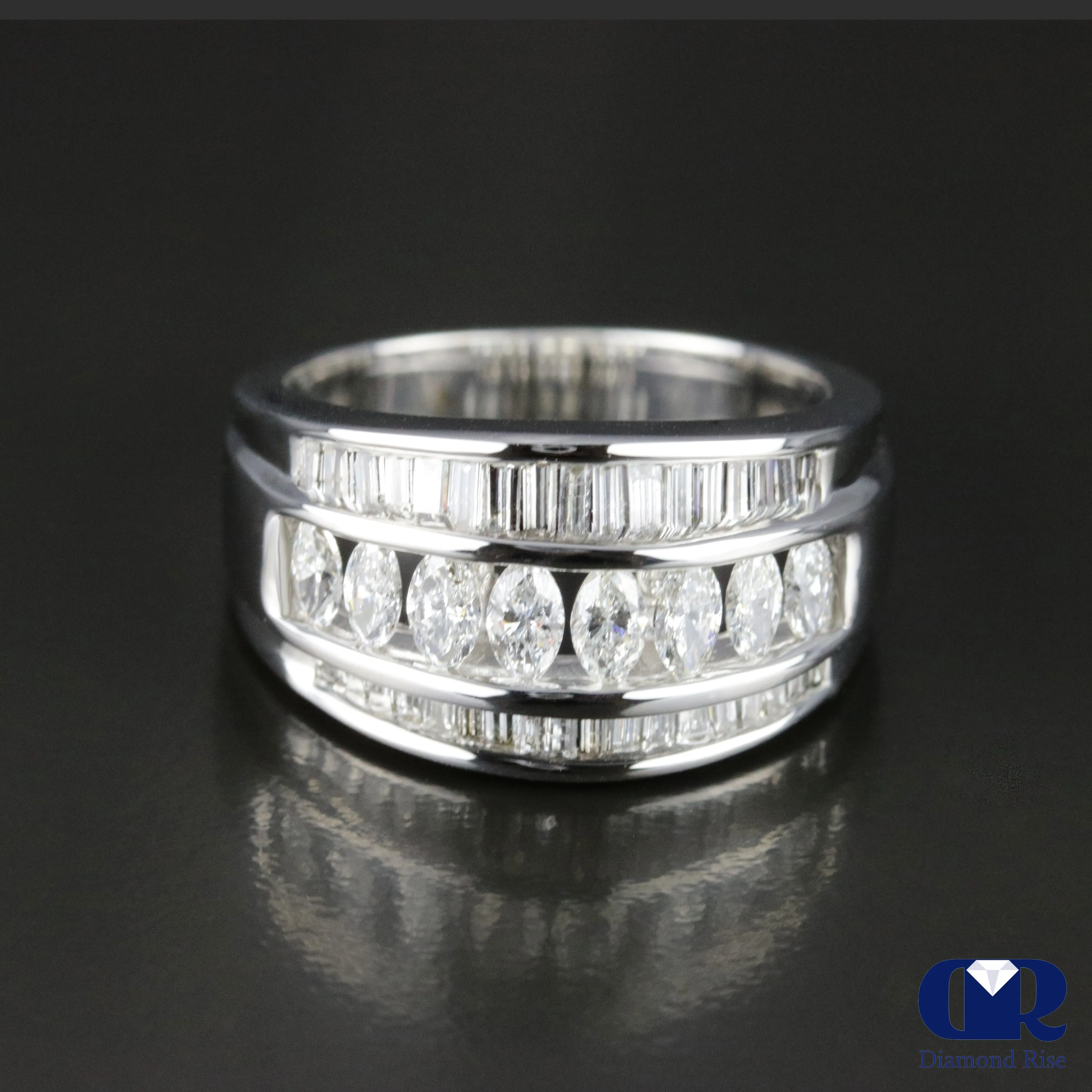 1.52 Carat Diamond Cocktail Ring In 14K White Gold