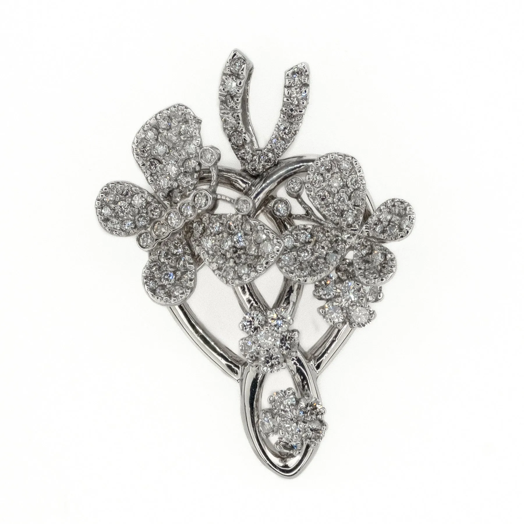 1.72ctw Multi Diamond Butterfly Pendant in 14K White Gold