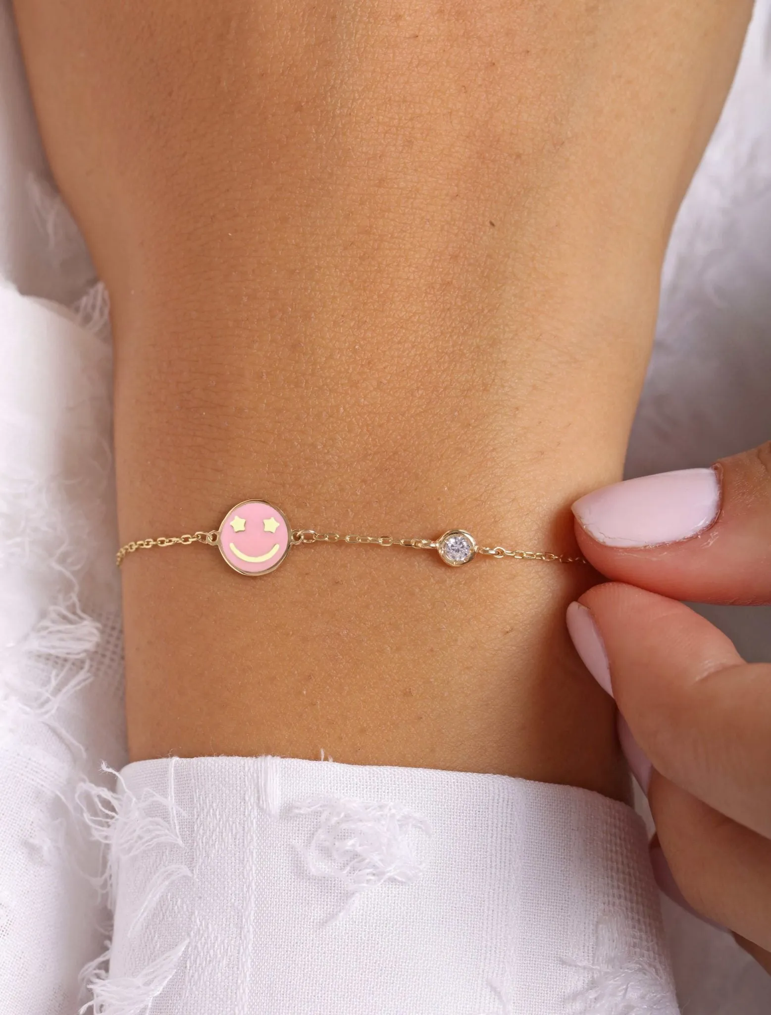 18K Gold Emoji Enamel Bracelet