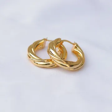 18K Gold-Filled Twisted Hoop Earrings