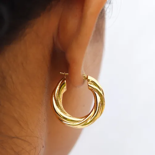 18K Gold-Filled Twisted Hoop Earrings