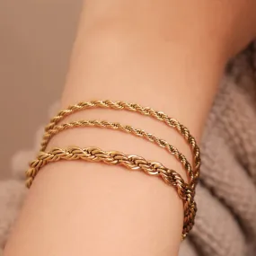 18k Gold-Filled Twisted Rope Chain Bracelets