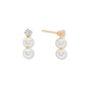 18k Gold Plated Pearl with CZ Studs