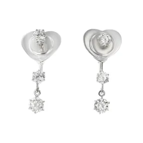 18K White Gold Cento Back Diamond Drop Earrings