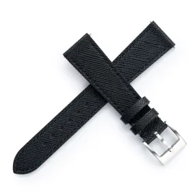 18mm 20mm 22mm Quick Release Tapered Saffiano Leather Watch Strap - Black