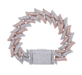 2 Tone Barbed Wire Spike Bracelet Rose Gold Color Simulated Diamond Hip Hop Jewelry Silver Iced Out Bracelet Zig Zag