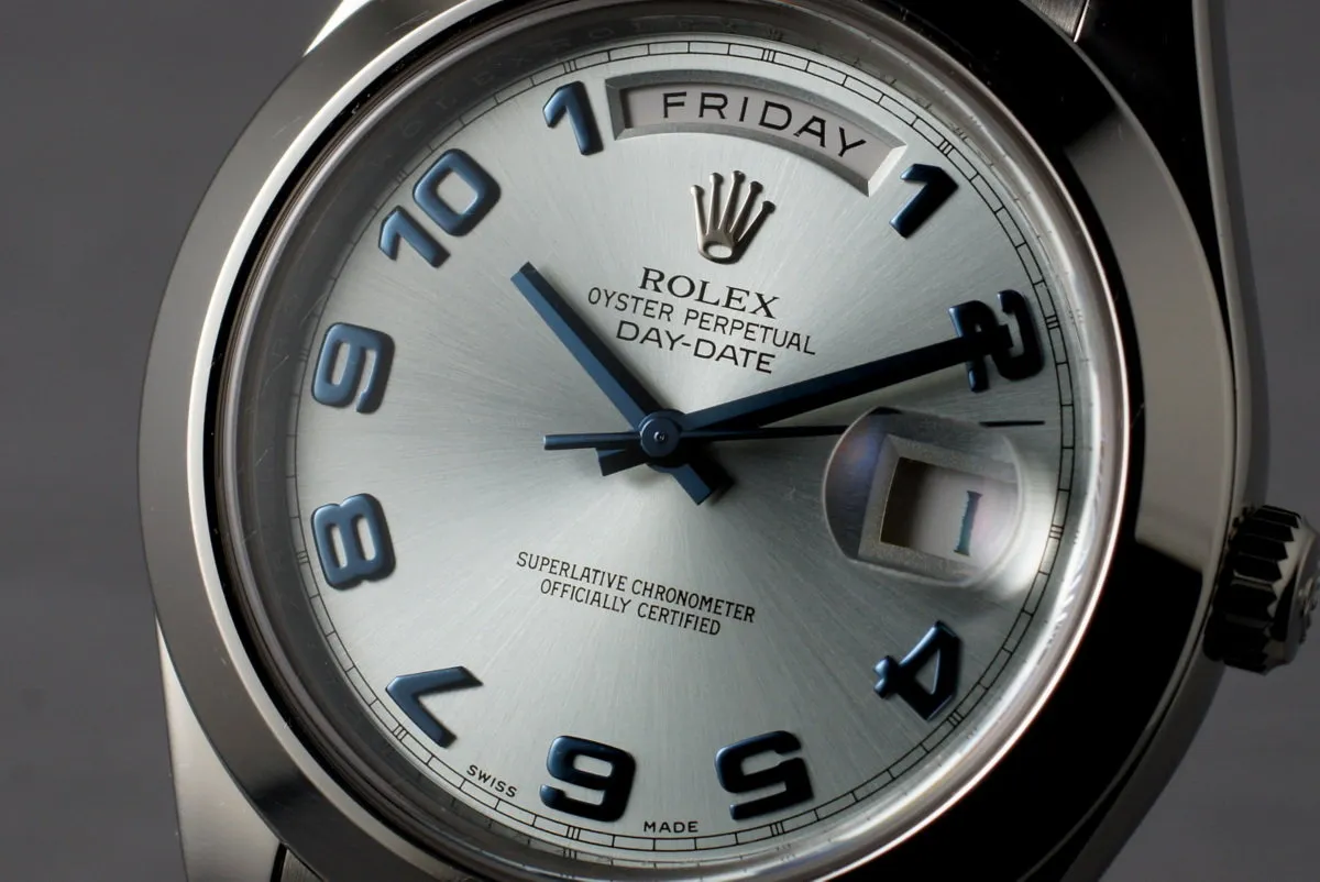 2007 Rolex Platinum Day Date II 218206 Glacier Blue Dial with Box