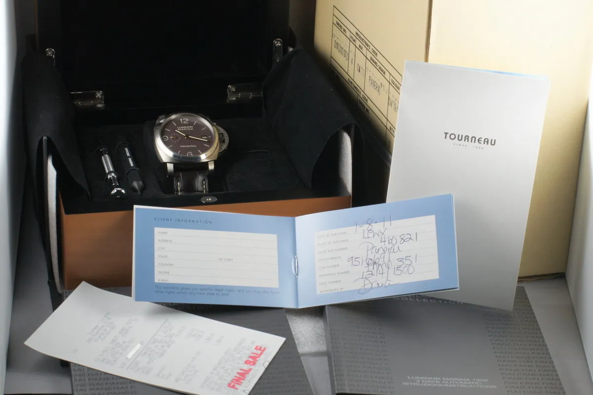 2011 Panerai PAM 351 Marina with Box and Papers