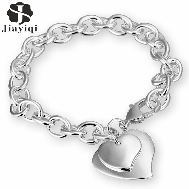 2017 New Silver color Jewelry Heart Shape Bracelets for Women Fashion Friendship Bracelets