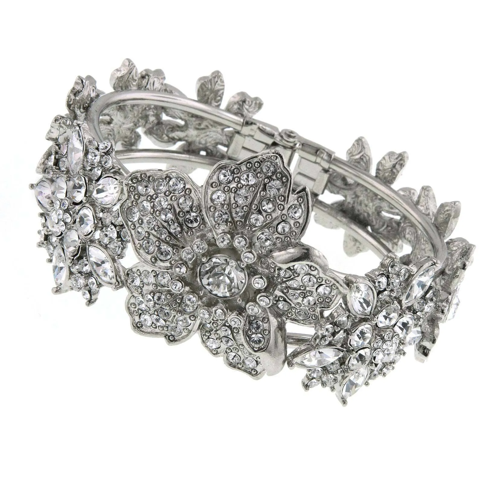 2028 Jewelry Multi Crystal Floral Melange Cuff Bracelet