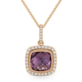 2.03ct Amethyst 16"Pendant Necklace in 14K Rose Gold