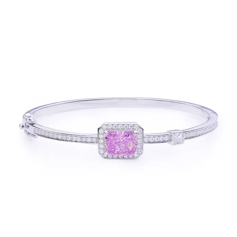 2.0Carat Rectangle Pink Zircon Bracelet