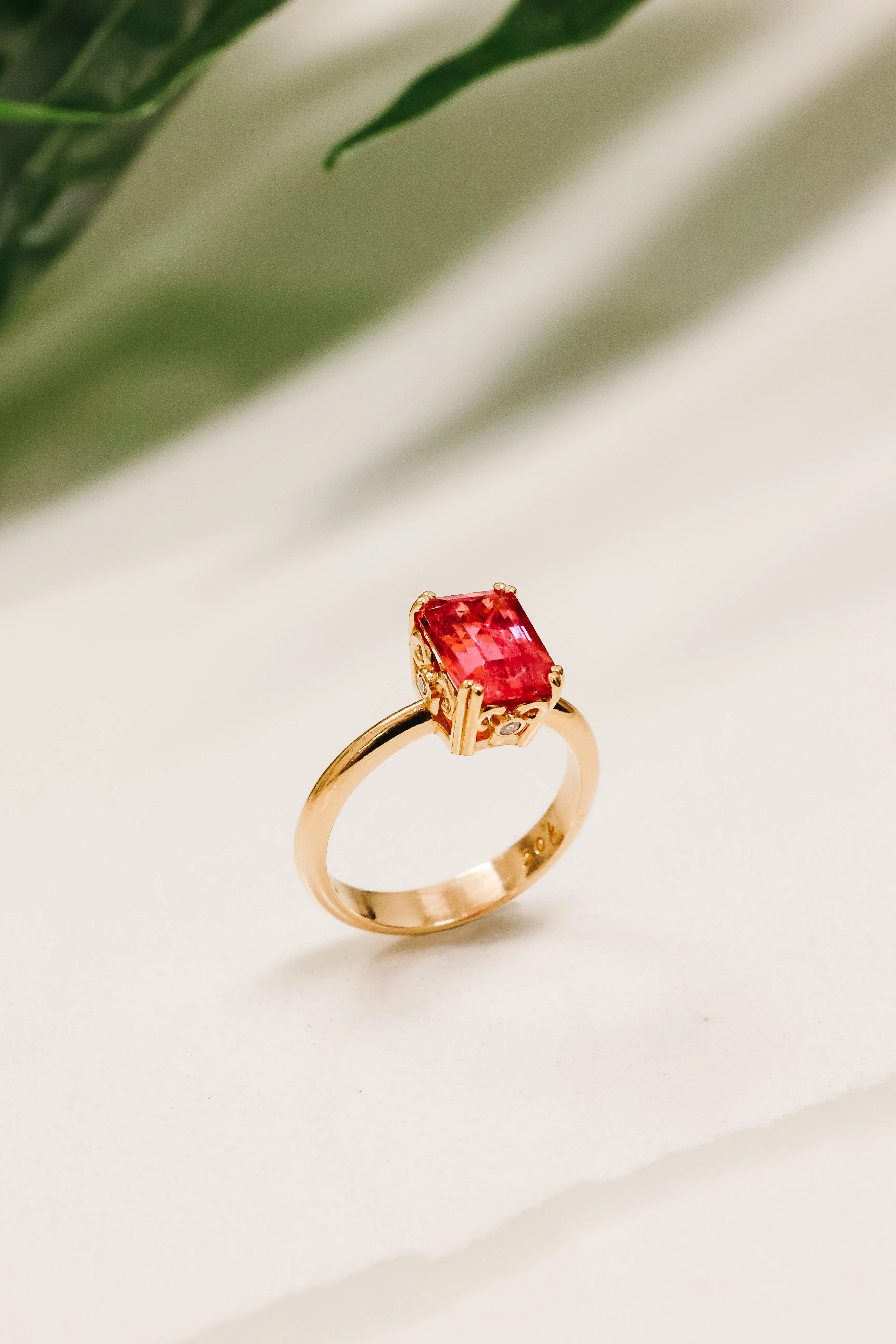 20k Rose Gold and Pink Tourmaline Ring