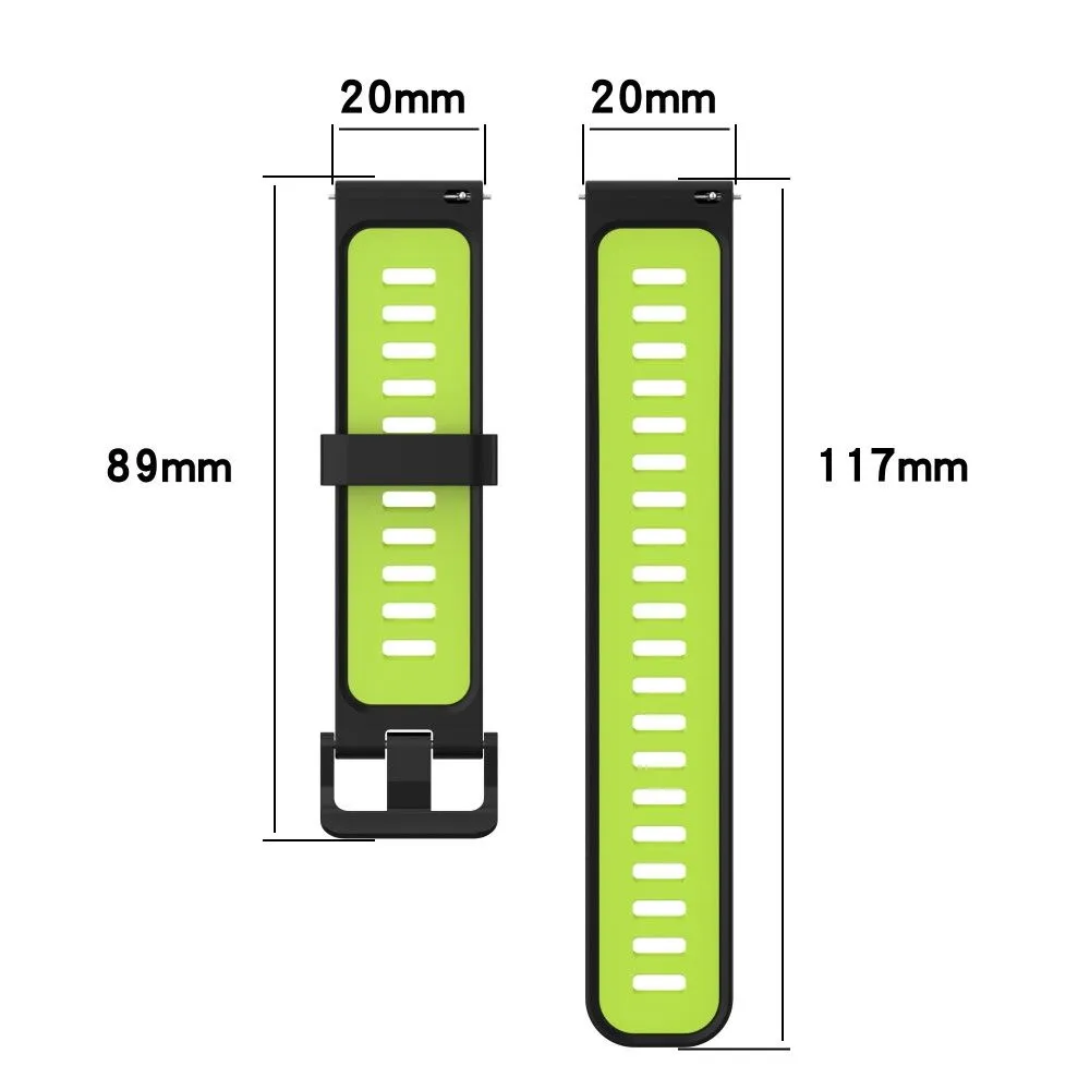 20mm Universal bi-color silicone watch strap - Light Pink / White