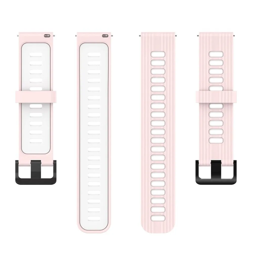 20mm Universal bi-color silicone watch strap - Light Pink / White