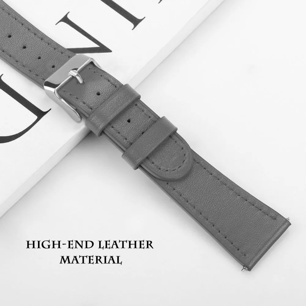 20mm Universal cowhide genuine leather watch strap - Grey