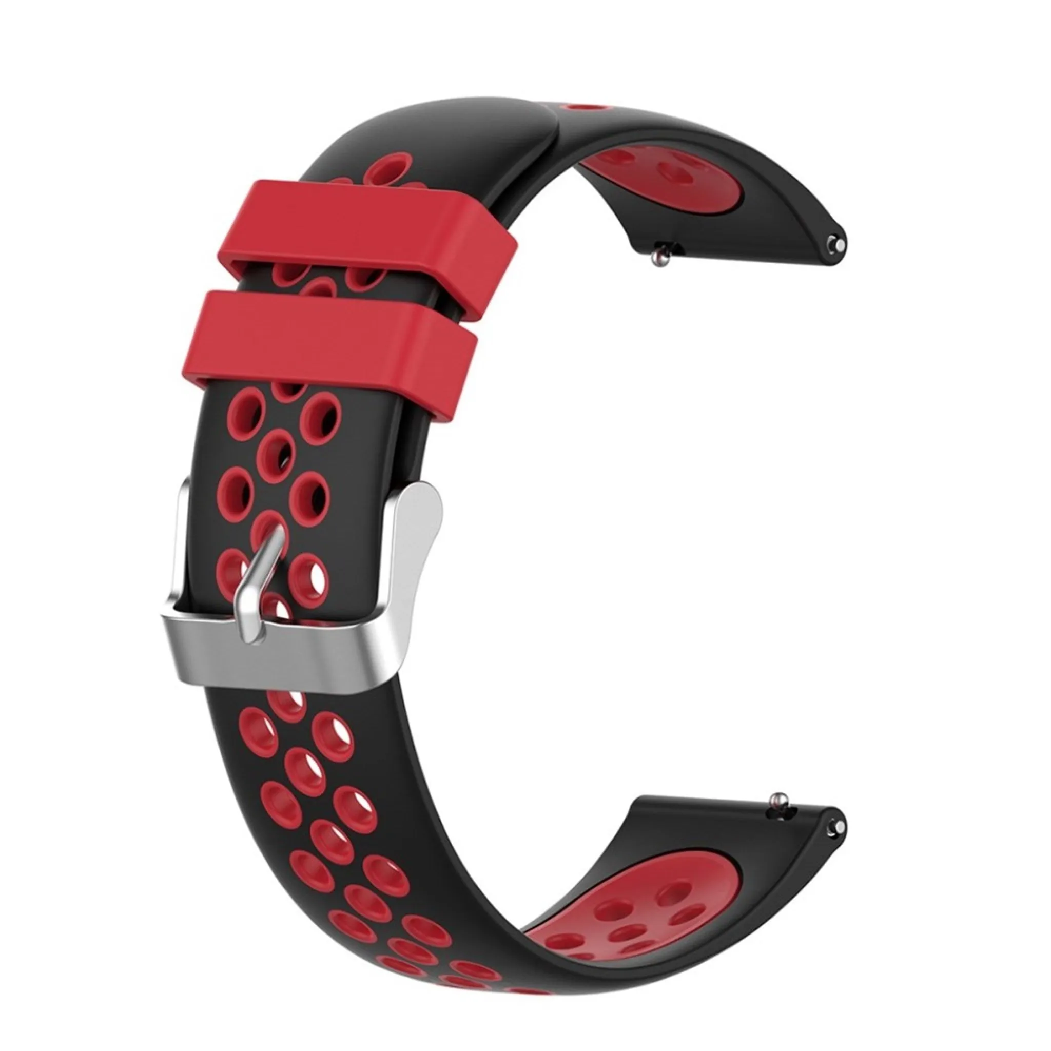 22mm Universal dual color sporty silicone watch strap - Black / Red