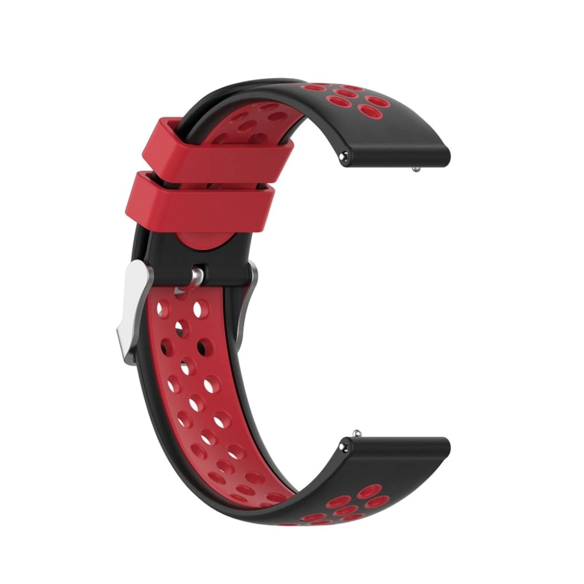 22mm Universal dual color sporty silicone watch strap - Black / Red