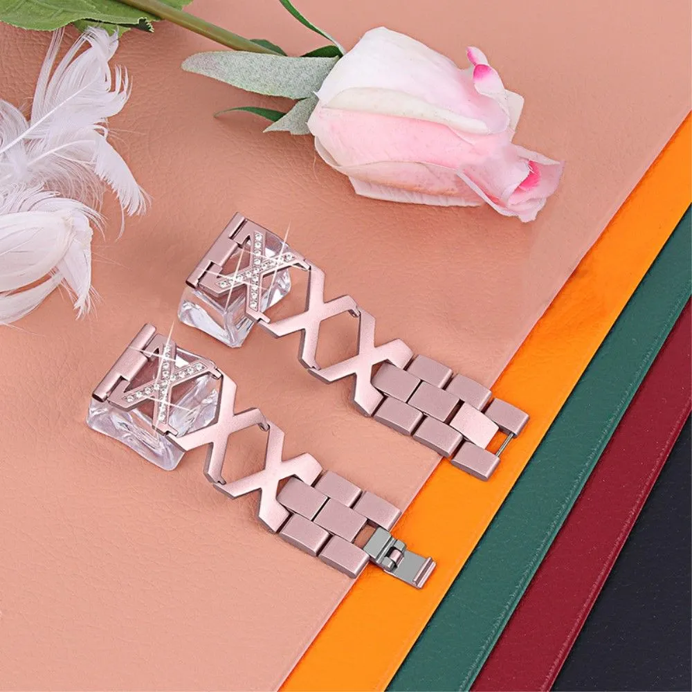 22mm X design stainless steel watch strap for Samsung Galaxy Watch - Rose Pink