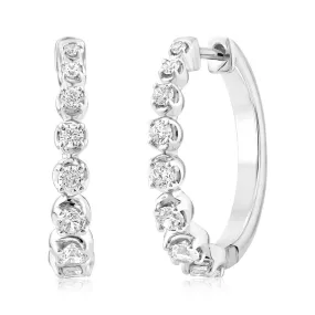 2/3 Carat Diamond Hoop Earrings in 10ct White Gold