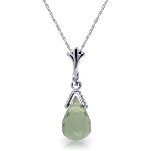 2.5 Carat 14K Solid White Gold Towards The Sea Green Amethyst Necklace